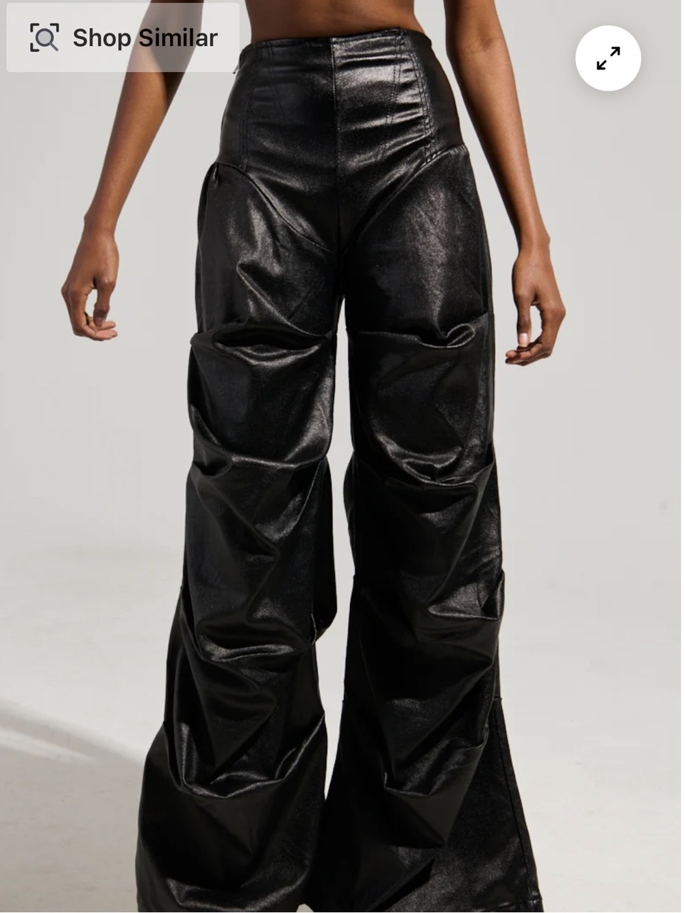 Black Faux Leather Wide-Leg Pants